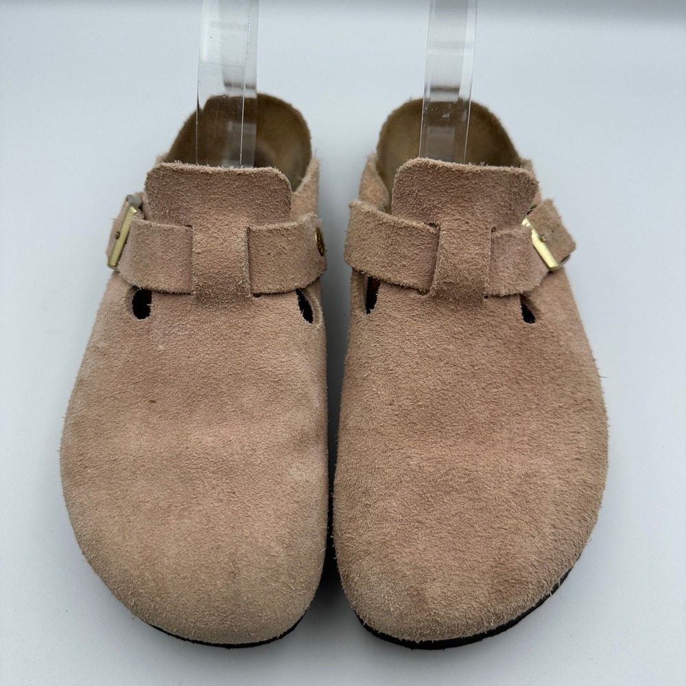 Birkenstock Boston Suede Clog W10 M8 Light Rose Pink Buckle Slip On Mules 41 - Picture 3 of 13